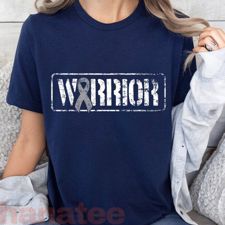 Grey Military Ribbon Brain Cancer Warrior