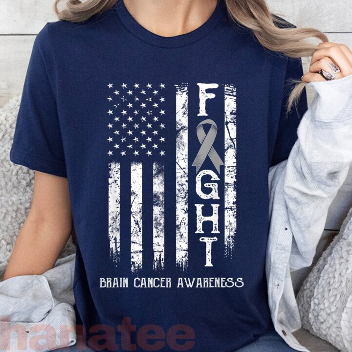 Brain Cancer Warrior US Flag  
