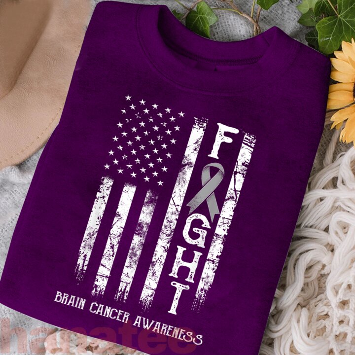 Brain Cancer Warrior US Flag  