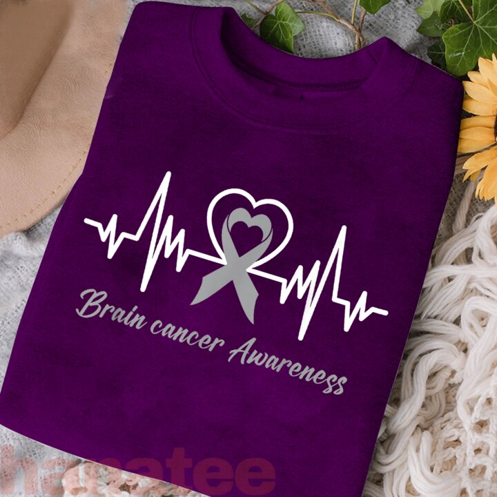 Heartbeat Brain Cancer Awareness T-Shirt