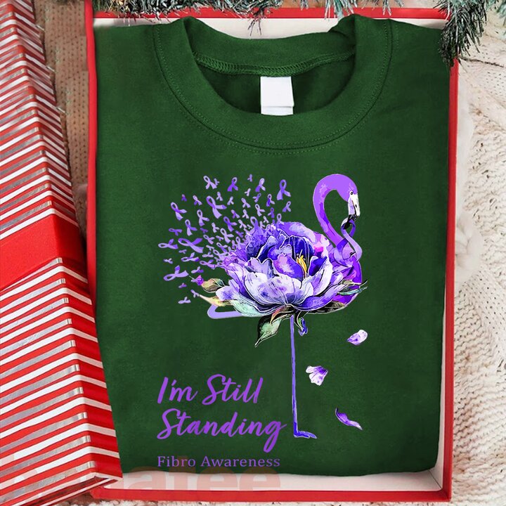Flamingo Purple Ribbon Fibromyalgia Awareness 