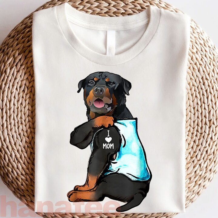 Rottweiler Dog I Love Mom Tattoo
