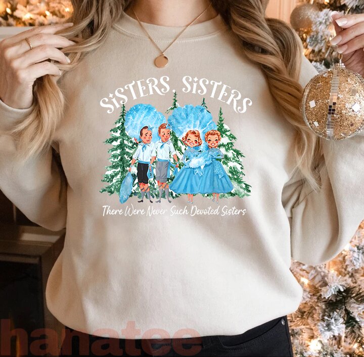 Sisters White Christmas Movie 1954 Xmas Snow Pajamas Shirt 