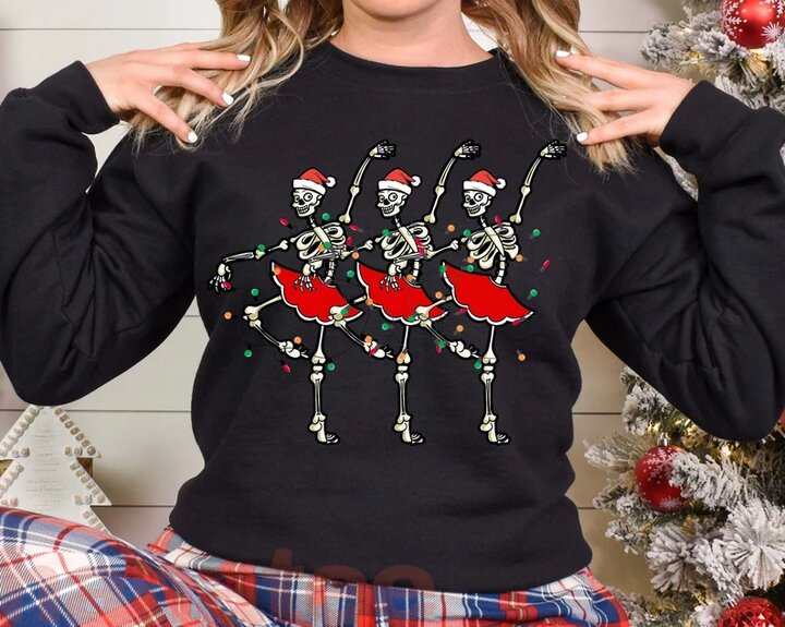 Dancing Skeleton Ballet Teacher Christmas  