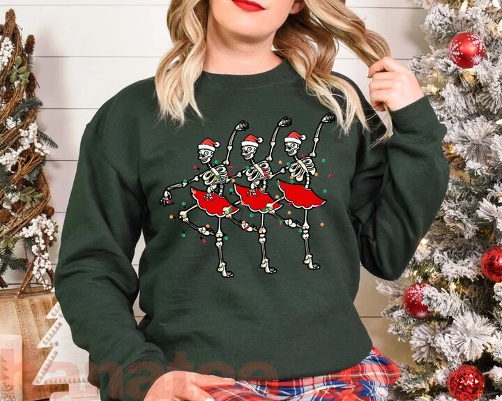 Dancing Skeleton Ballet Teacher Christmas  