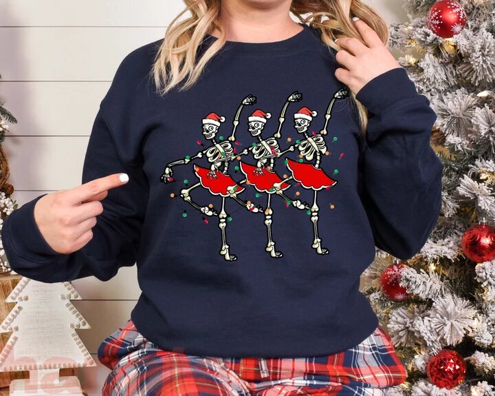 Dancing Skeleton Ballet Teacher Christmas  