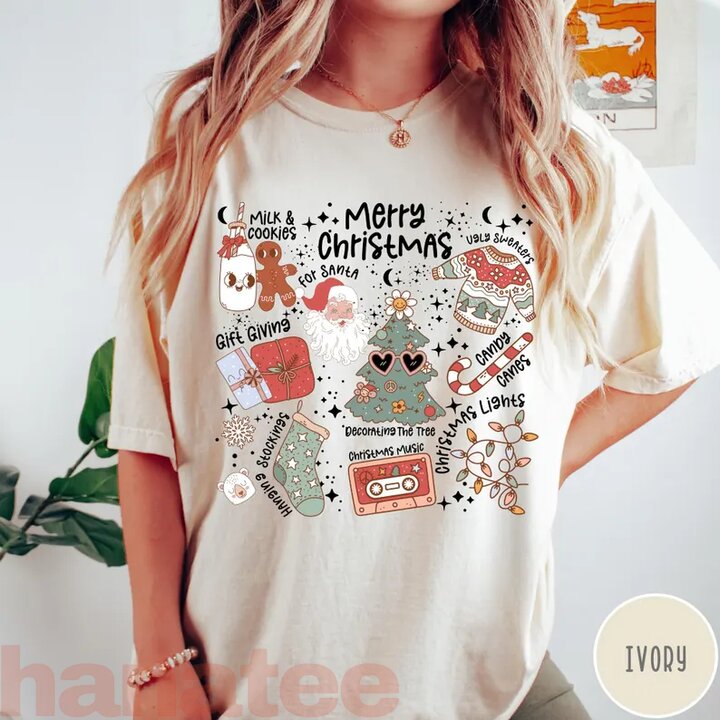 Retro Merry Christmas Sticker Colors 