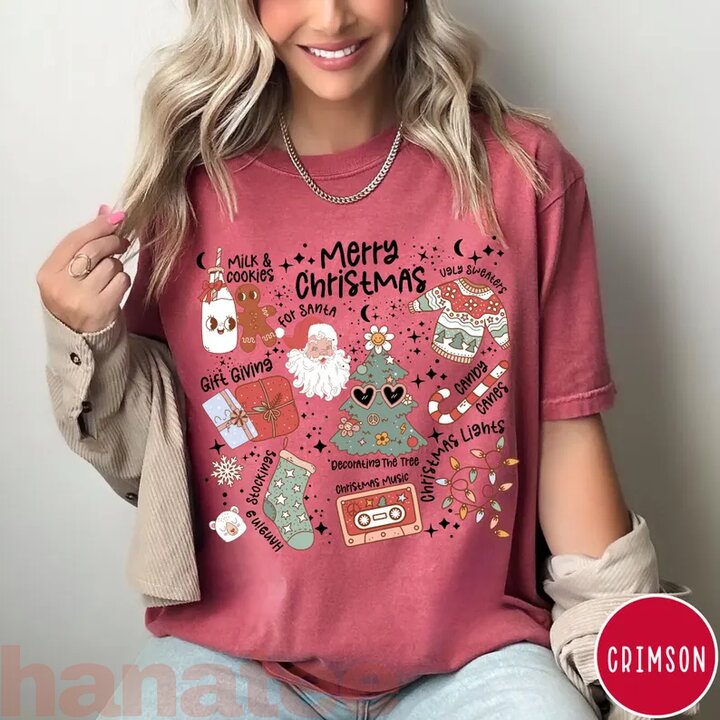 Retro Merry Christmas Sticker Colors 