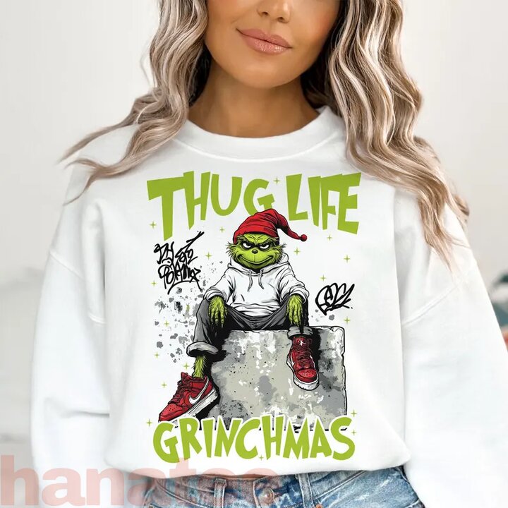 Thug Life Grinch Street Style Christmas 2 Sides