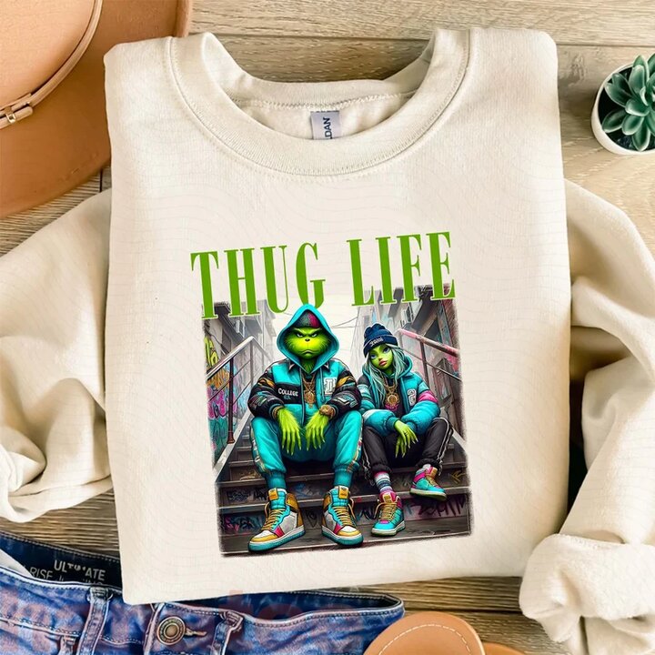 Thug Life Grinch Couple Christmas 