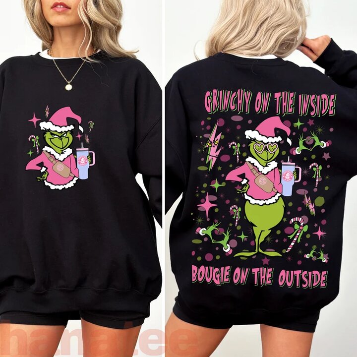 Grinchy On The Inside Bougie On The Outside Christmas 2 Sides