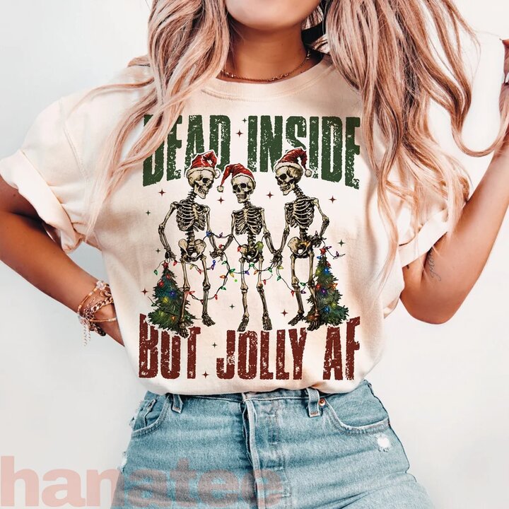 Dead Inside But Jolly Skeletons Funny Christmas Quotes