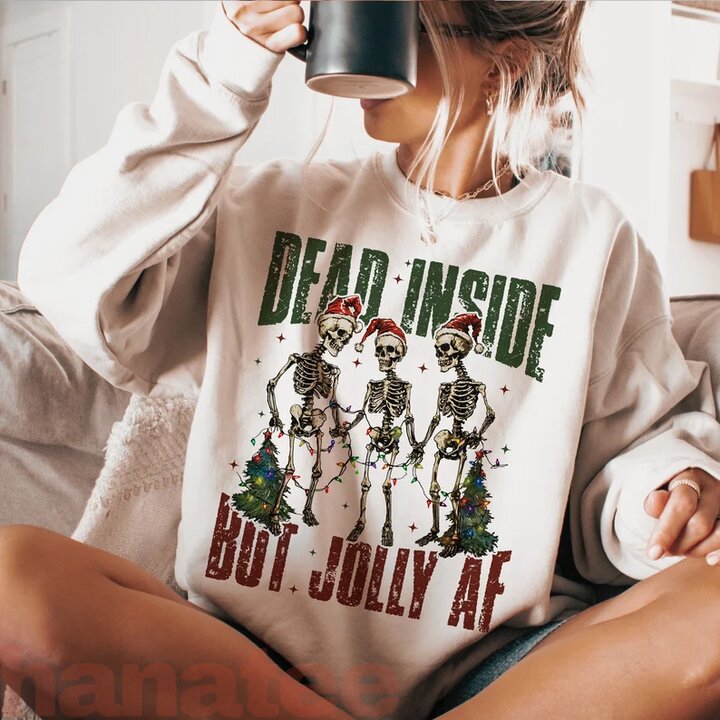 Dead Inside But Jolly Skeletons Funny Christmas Quotes
