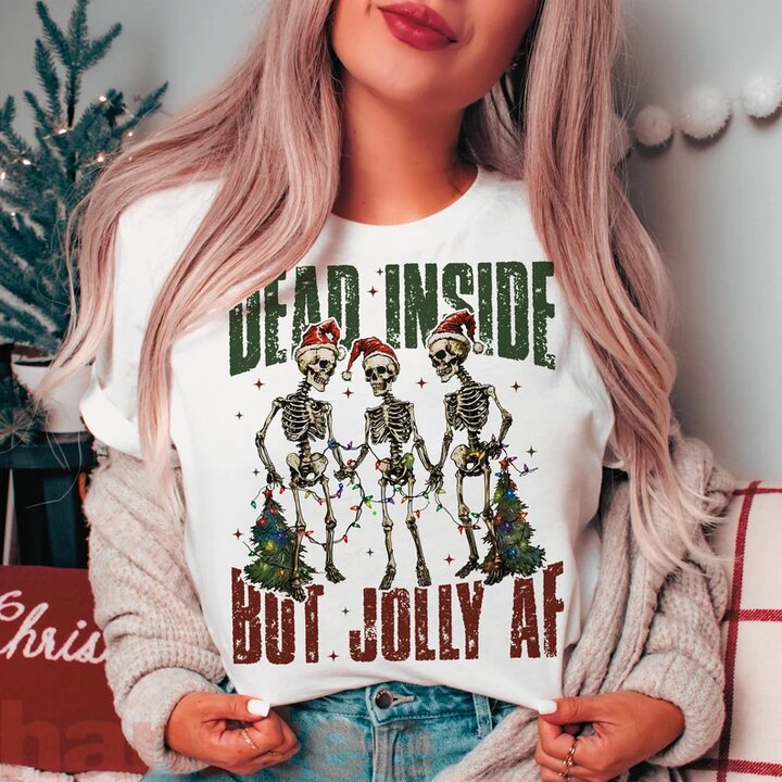Dead Inside But Jolly Skeletons Funny Christmas Quotes