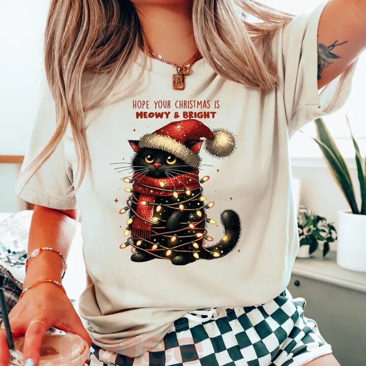 Hope Your Christmas Is Meowy and Bright Funny Christmas 