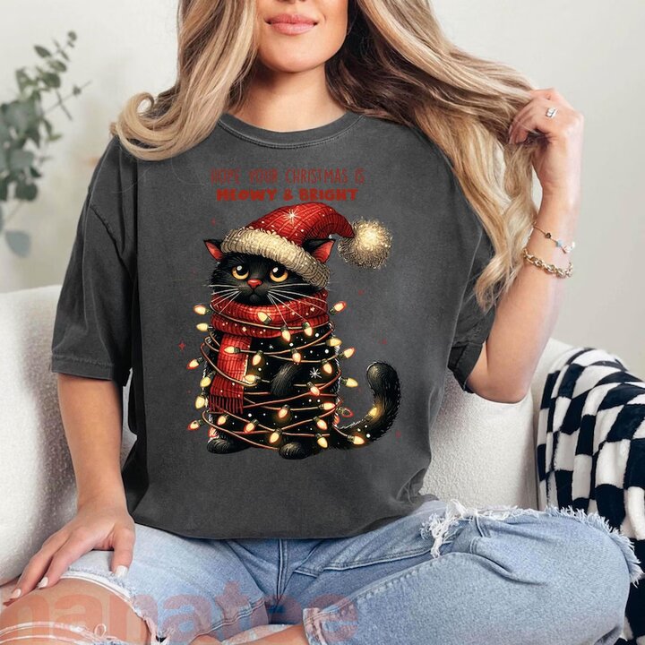Hope Your Christmas Is Meowy and Bright Funny Christmas 