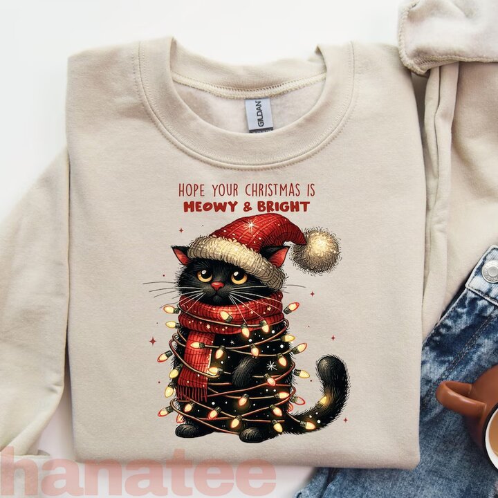 Hope Your Christmas Is Meowy and Bright Funny Christmas 