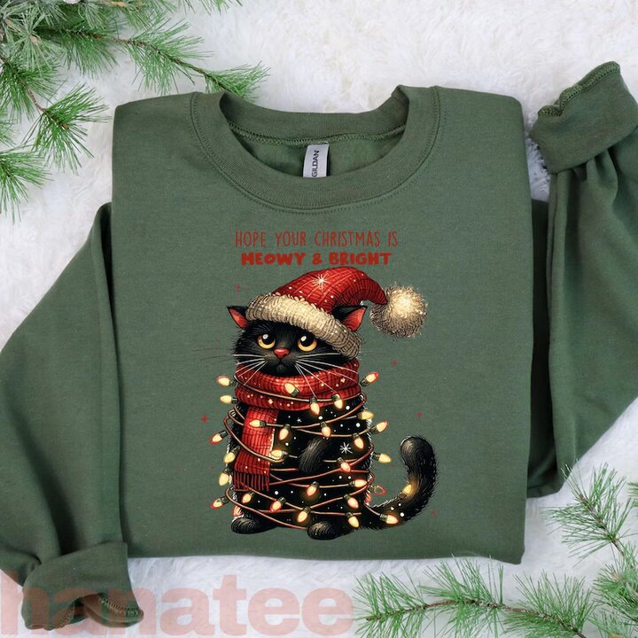 Hope Your Christmas Is Meowy and Bright Funny Christmas 