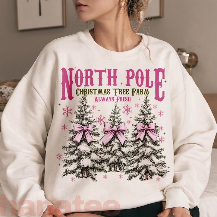 North Pole Pink Christmas Coquette Bow
