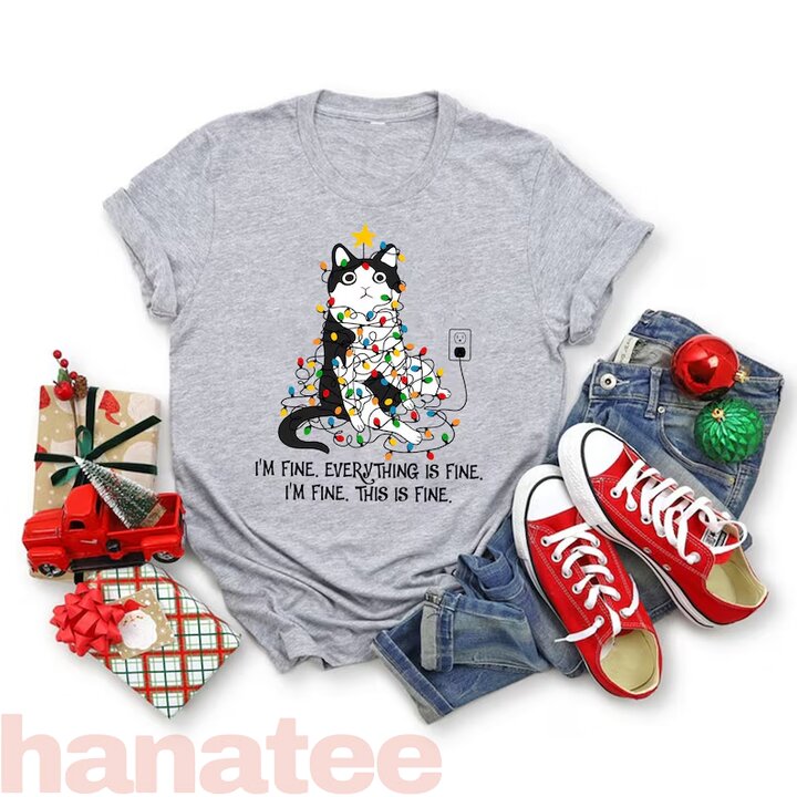 Funny Cat Everything Is Fine Christmas  