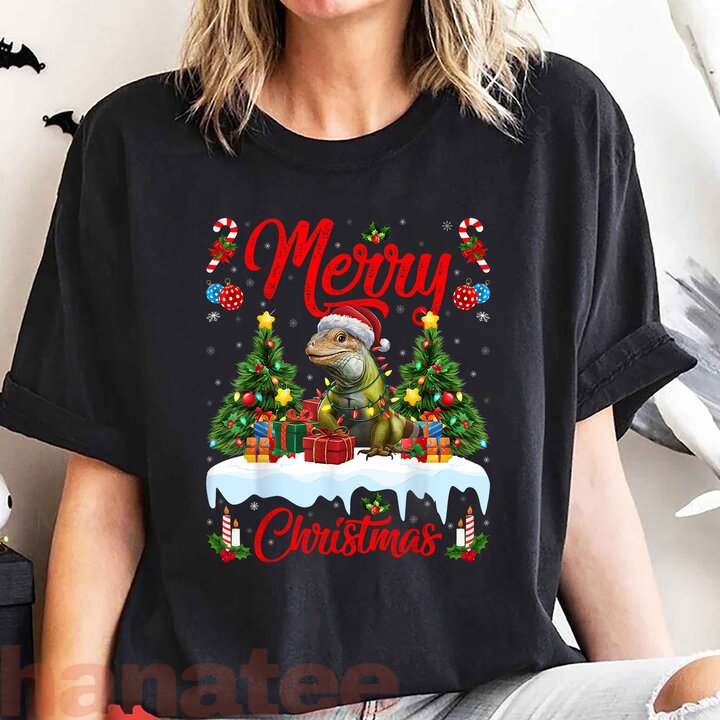 Iguana Tree Lighting Santa Hat Christmas  