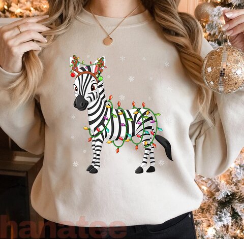 Zebra Xmas Lighting Reindeer Hat Zebra Christmas  
