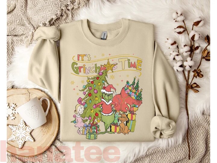 It's Grinchmas Time Christmas Holiday Vintage