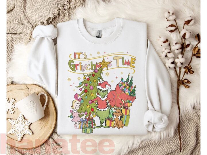 It's Grinchmas Time Christmas Holiday Vintage