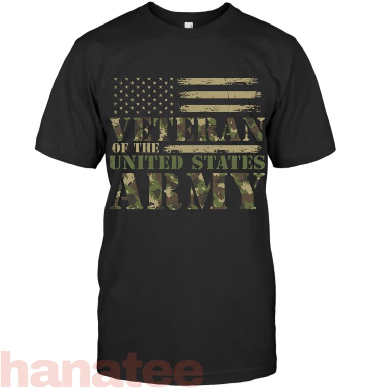 Proud Soldier United States Army USA Flag Camouflage Veteran T-Shirt
