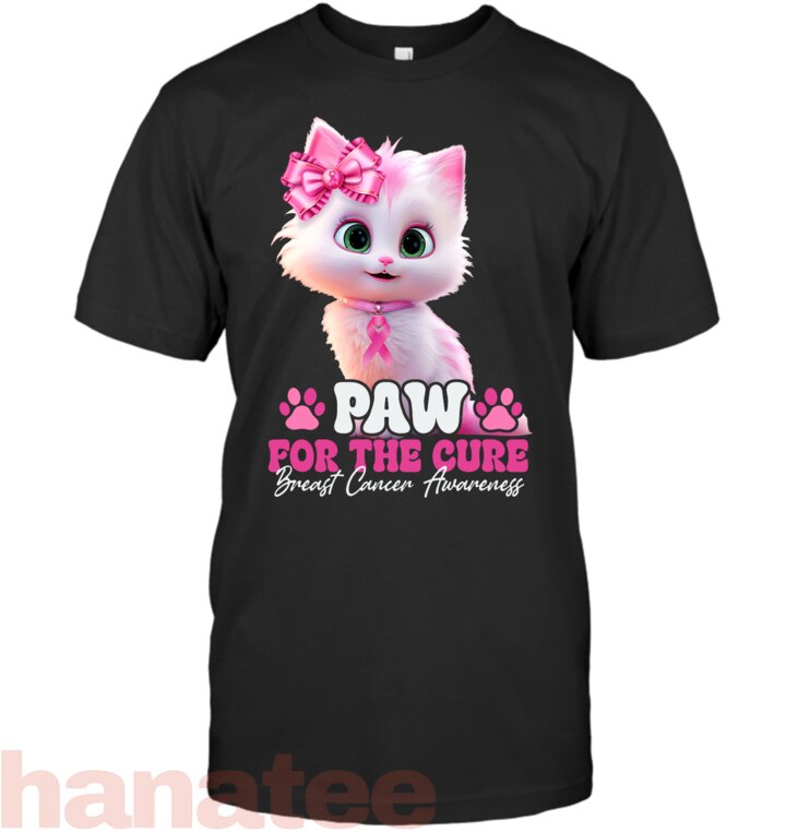 Paw For The Cure Cute Cat Breast Cancer