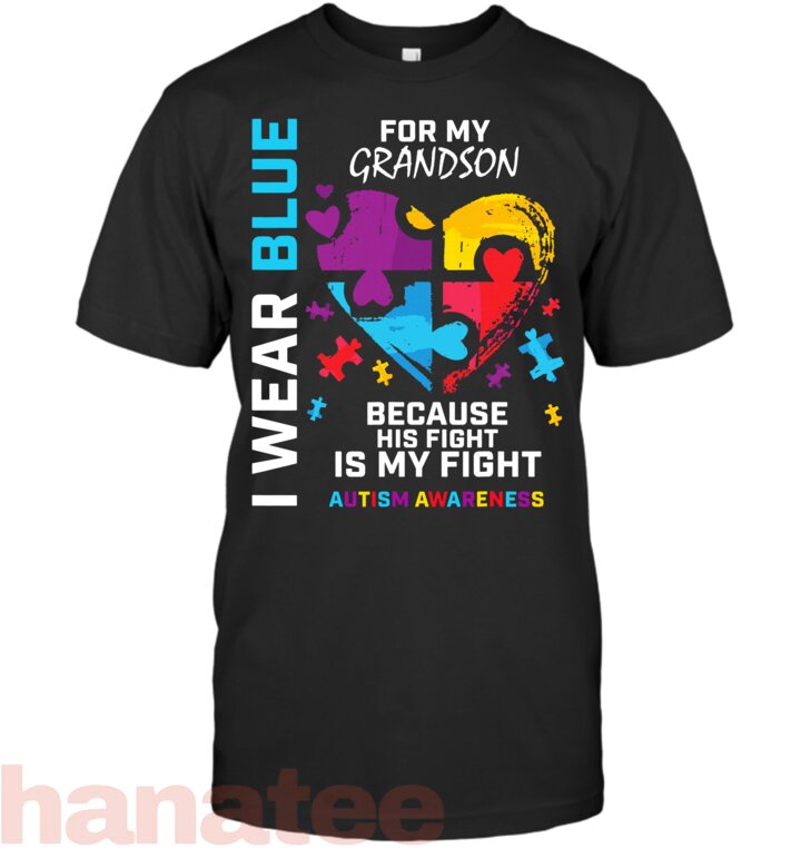 Grandma Grandpa I Wear Blue for My Grandson Autism Awareness