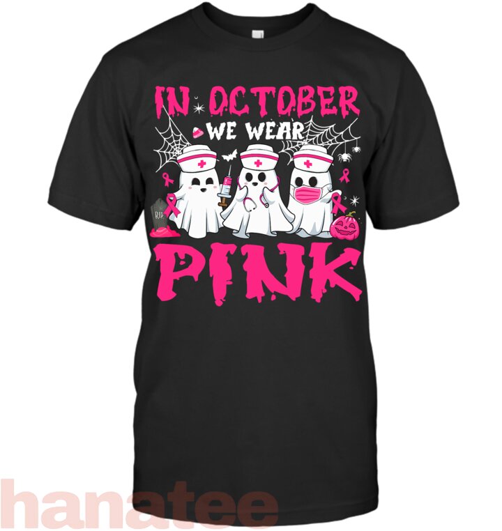 In October We Wear Pink Nurse Ghost Halloween