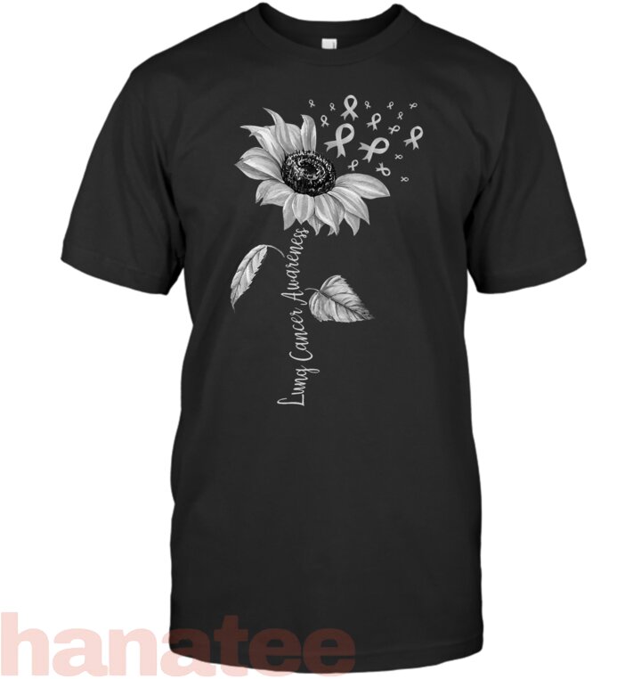 Lung Cancer Awareness Sunflower White Ribbon