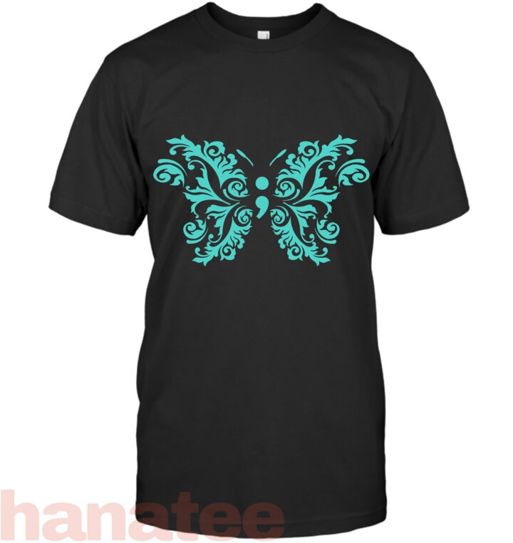 Butterfly Semicolon Suicide Prevention Teal Awareness
