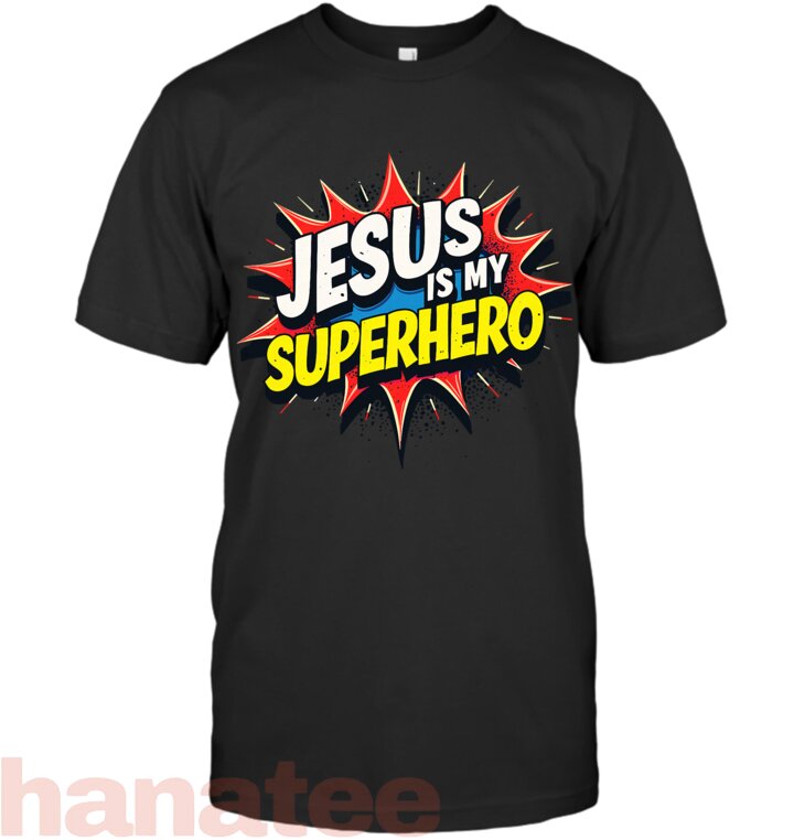 Jusus Lover Jesus is My Superhero Unisex-Kids T-Shirt Black Small Modern Classic Crew Neck Short Sle