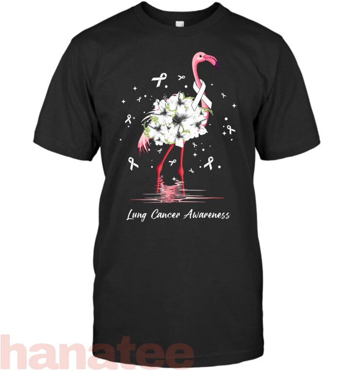 Pink Flamingo White Ribbon Lung Cancer Awareness