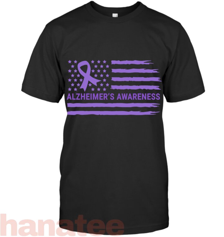 Alzheimer_s Awareness Purple Ribbon American Flag