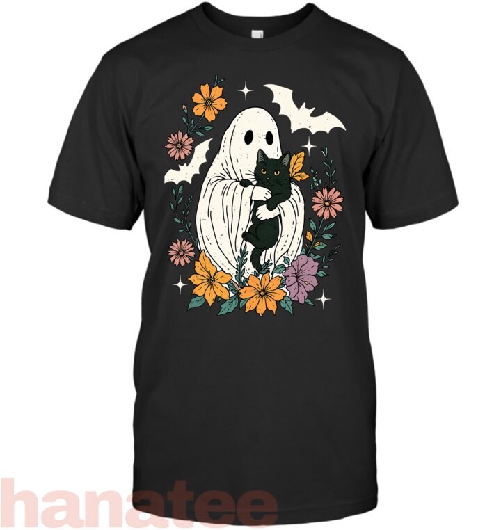 Spooky Ghost Holding Black Cat Goth