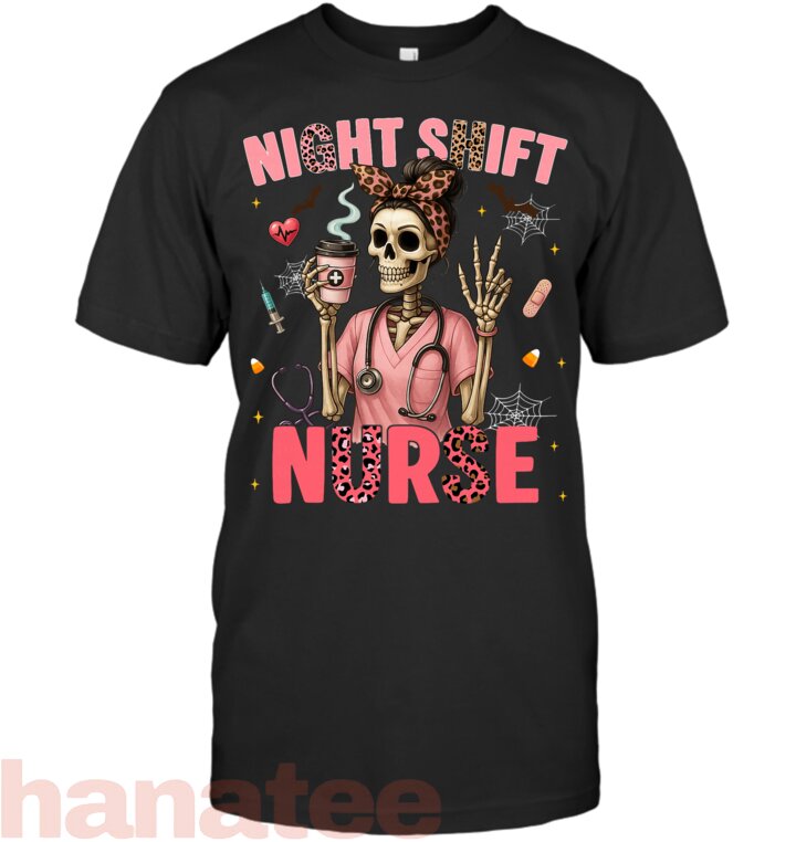 RN ICU Night Shift Nurse Skeleton Halloween