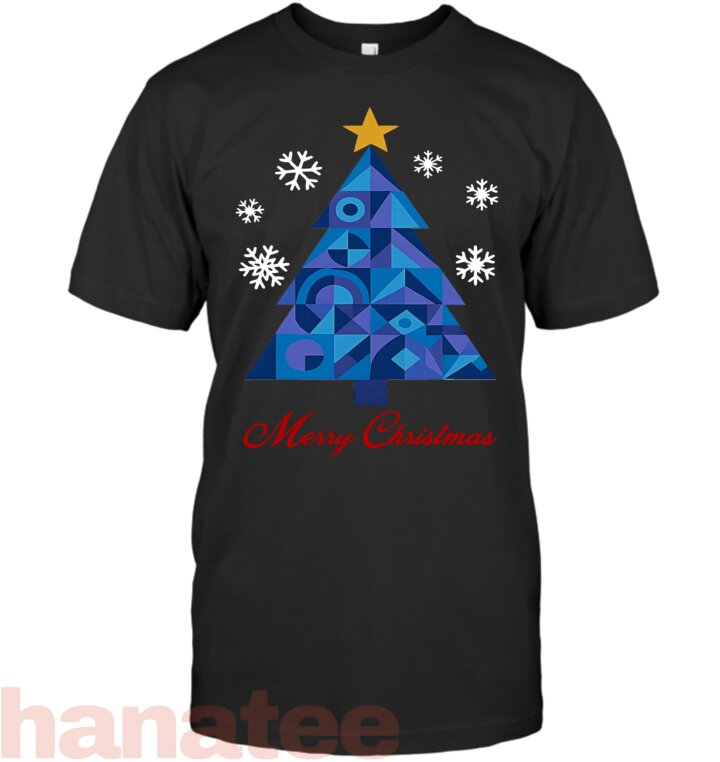 Geometric Blue Christmas Tree Abstract Math-Inspired