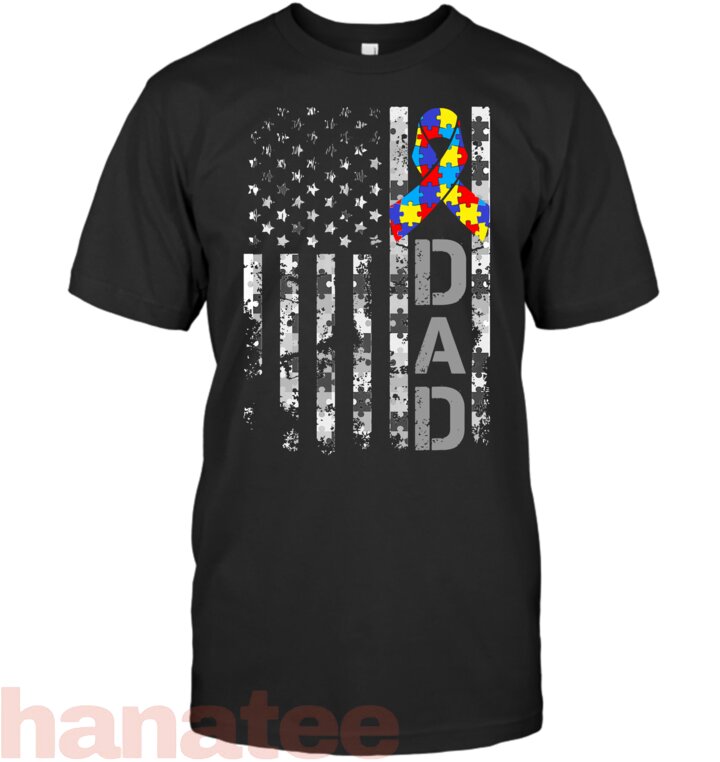 Autism Awareness Dad USA Flag