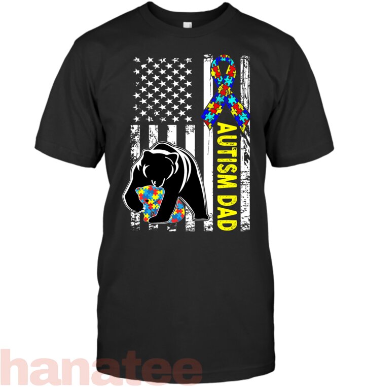 Dad Autism Awareness American Flag