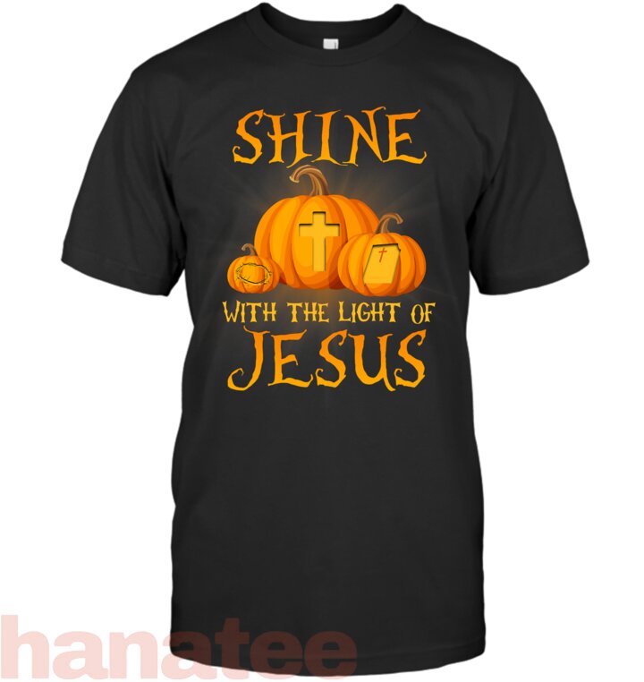 Shine With The Light Of Jesus Christian Halloween Pumpkin T-Shirt