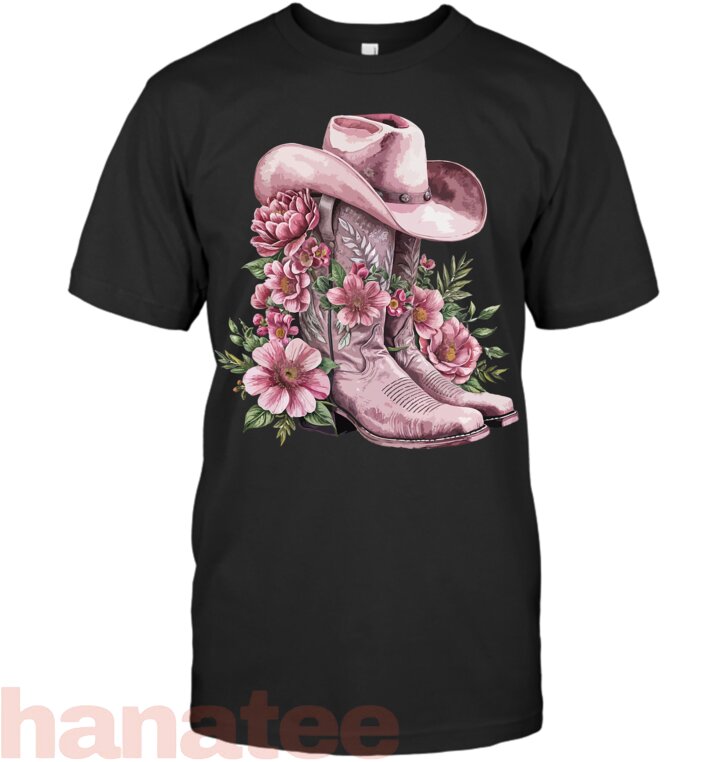 Watercolor Cowgirl Floral Boots Hat Western