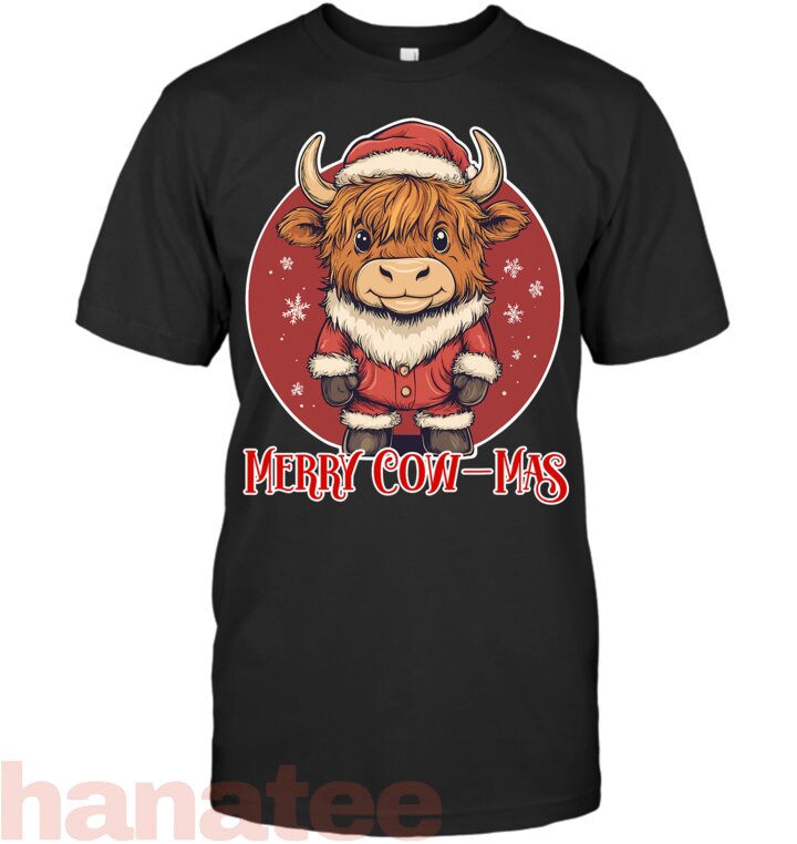 Xmas Merry Cow-Mas Cute Highland Cow Christmas