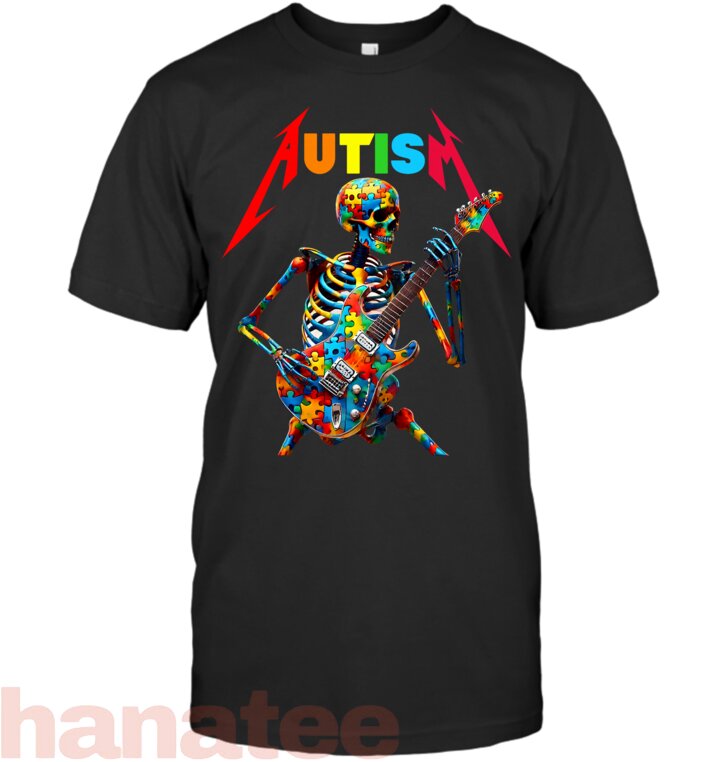 Autism Skeleton Guitar Player Rock Music