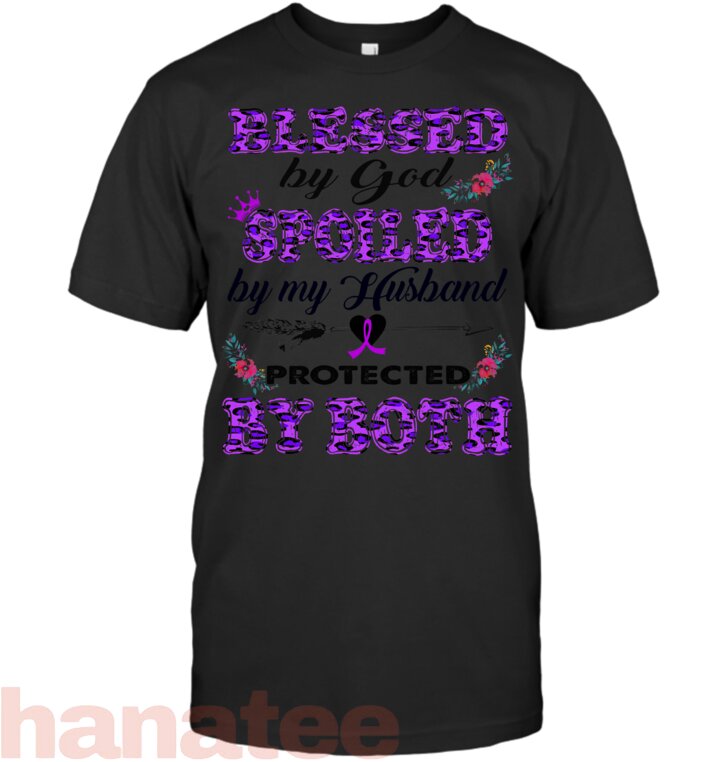 Alzheimer_s Awareness tee Blessed by God Spoiled by Husband T-Shirt