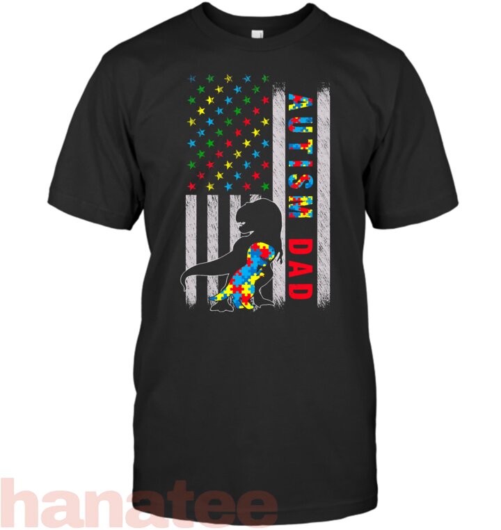 Autism Dad US Flag Dinosaur Autism Awareness