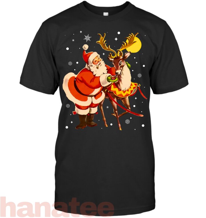 Santa Reindeer Retro 1950s Vintage
