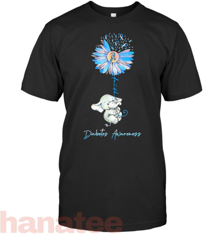 Faith Cute Elephants Sunflower Diabetes Awareness